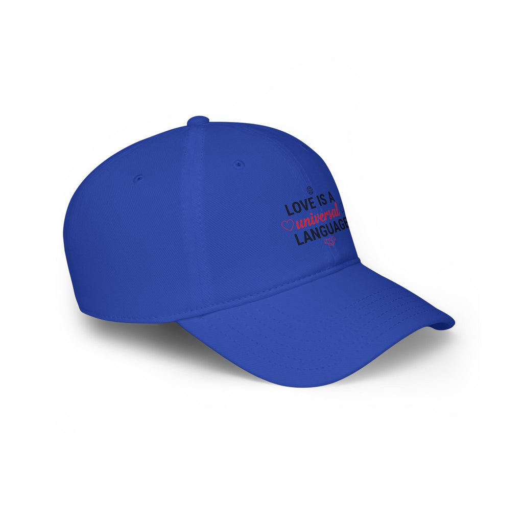 Low Profile Baseball Cap — "Love Is a Universal Language" Embroidered Beige Hat