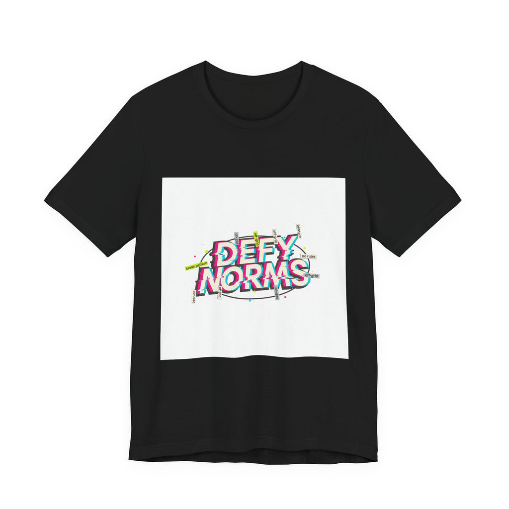 Defy Norms glitch font tee | anti-aesthetic, chaotic design shirt