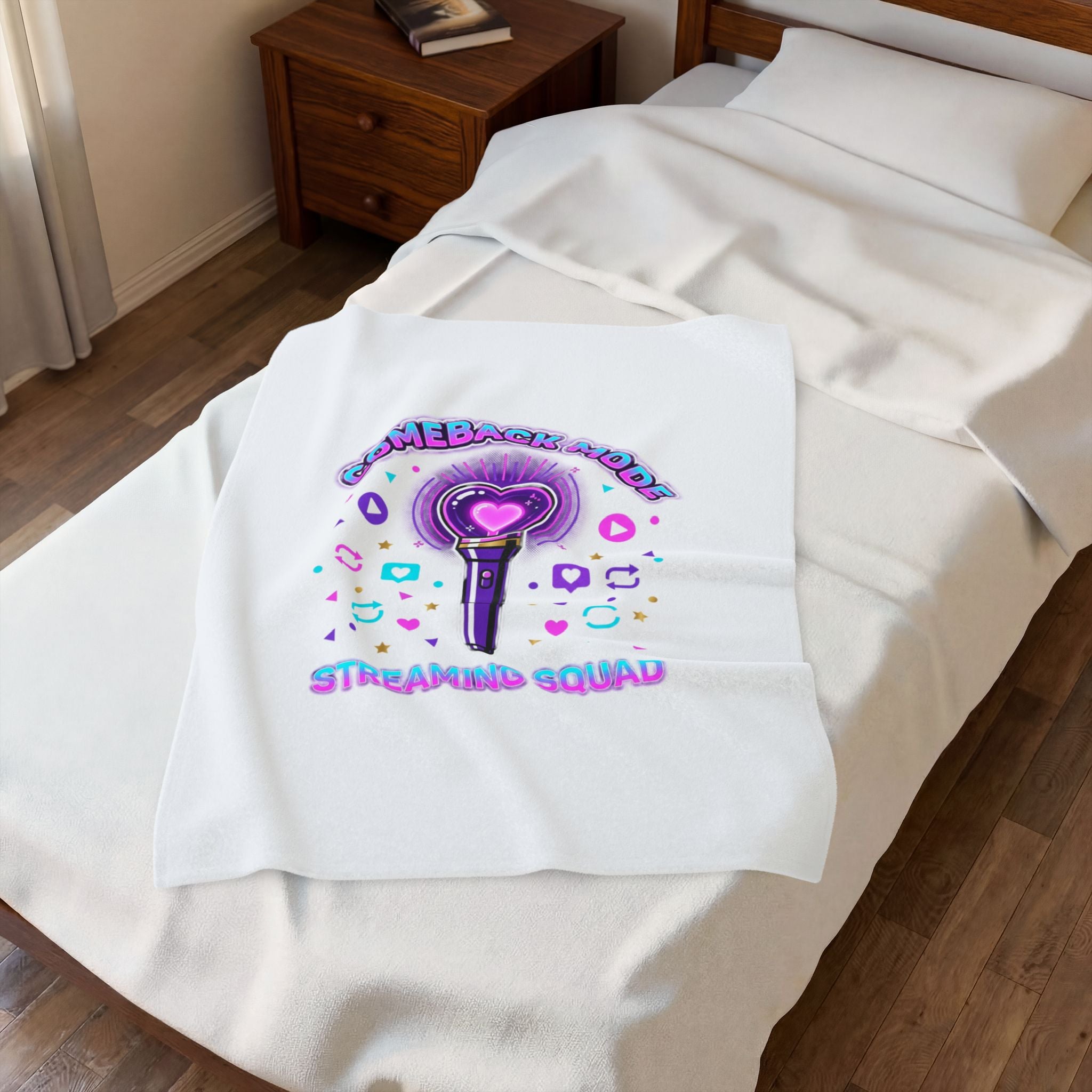 Comeback Mode Streaming Squad Velveteen Plush Blanket | K-pop comeback, fan chant, purple era
