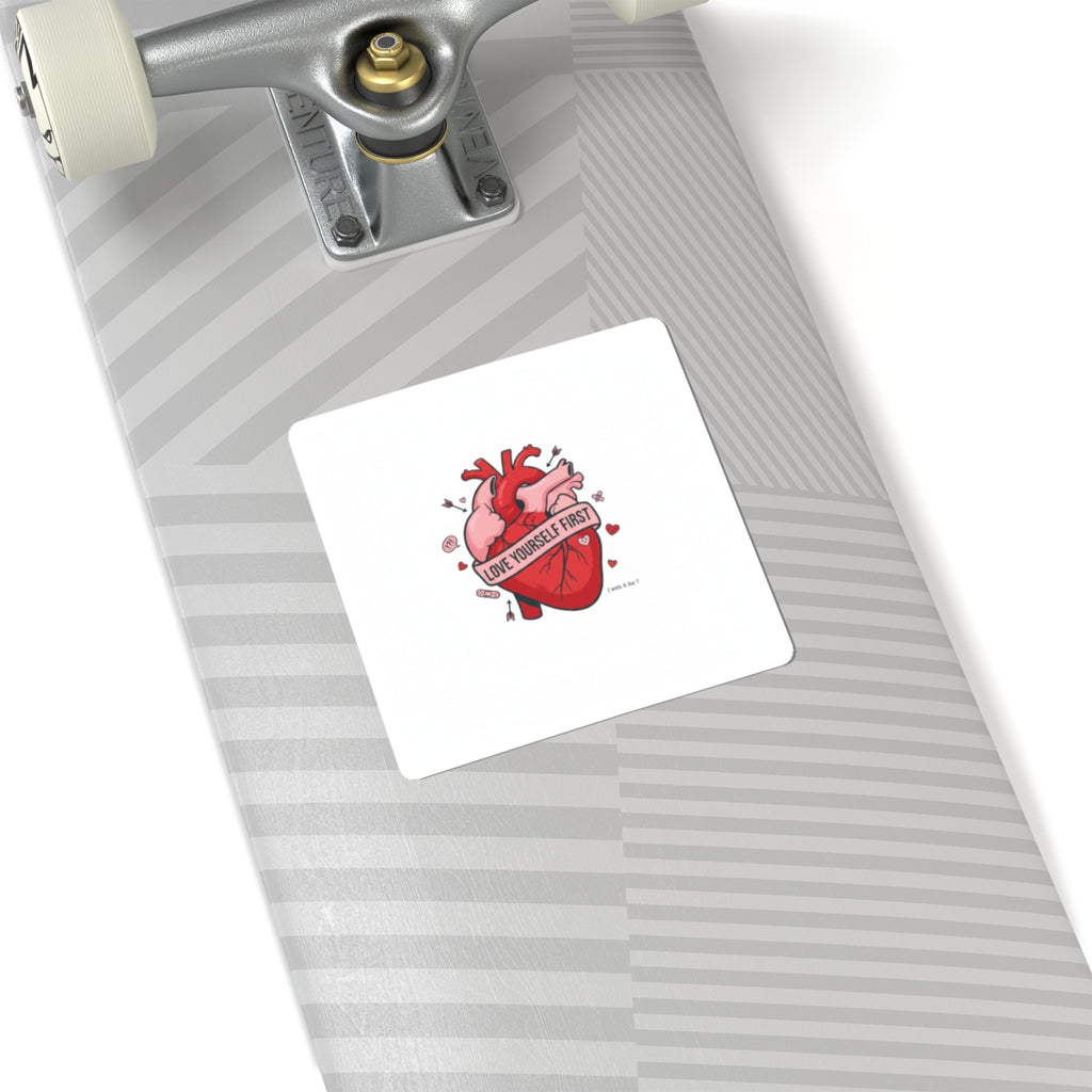 Love Yourself First Heart Sticker | anti‑Valentine, edgy heart design