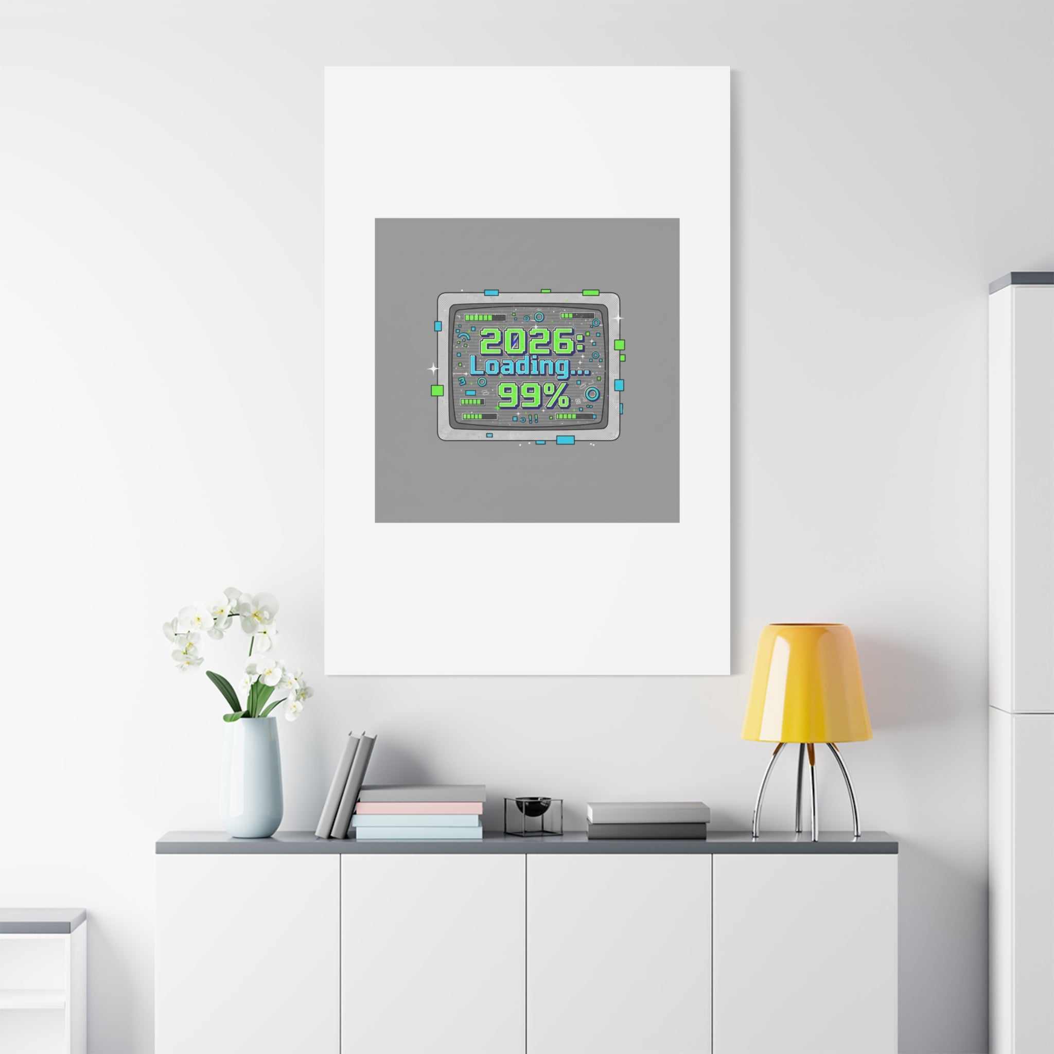 2026 Loading 99% Canvas | NYE countdown, retro system interface
