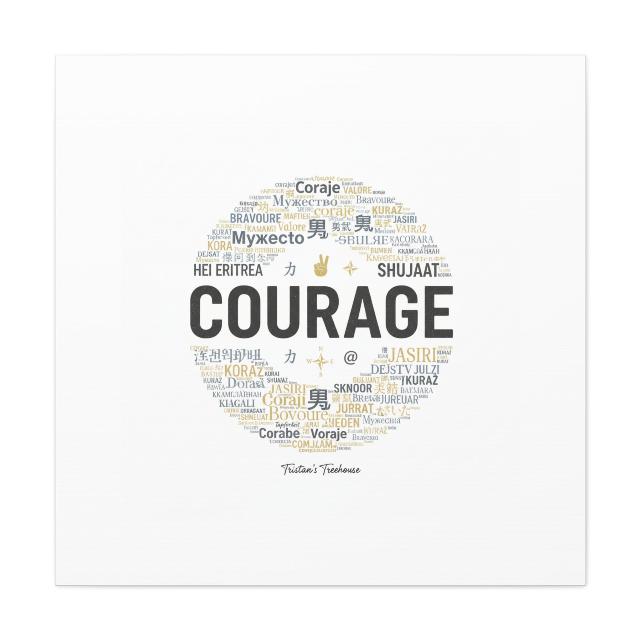 Courage Word Cloud Canvas | Fresh-Start Minimalism art print