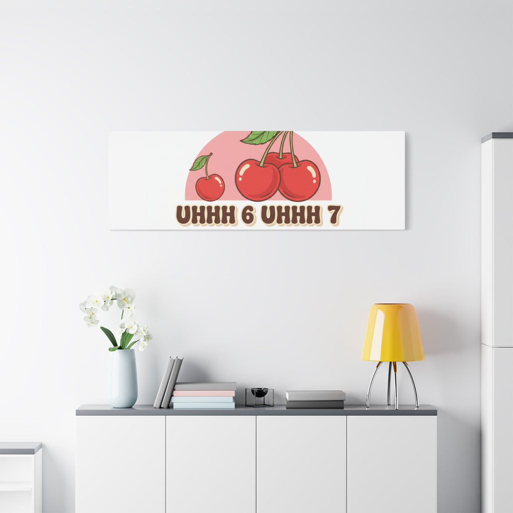 Six Severn Cherry Retro Graphic Canvas | kawaii fruit print, vintage cherry design