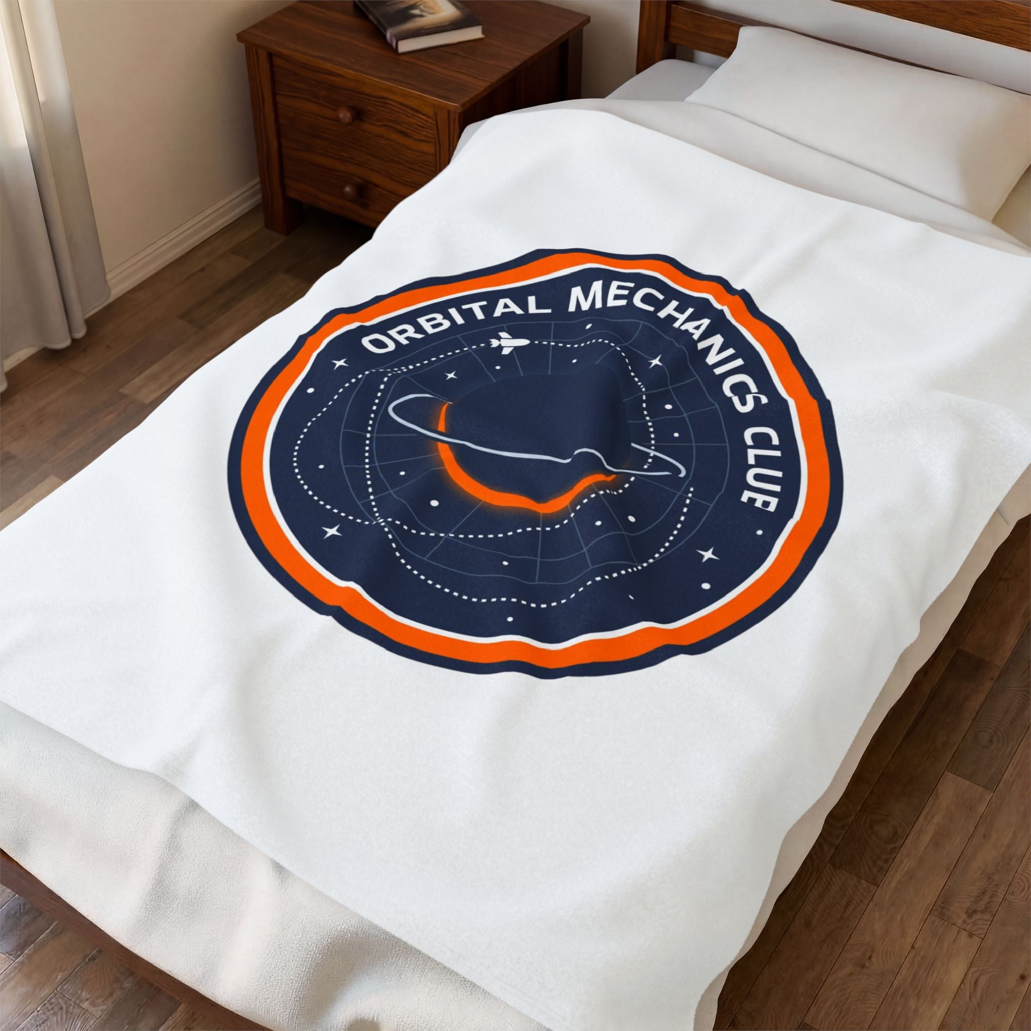 Orbital Mechanics Club Plush Blanket | space, mission patch, science nerd
