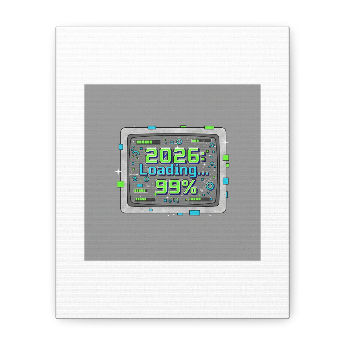 2026 Loading 99% Canvas | NYE countdown, retro system interface