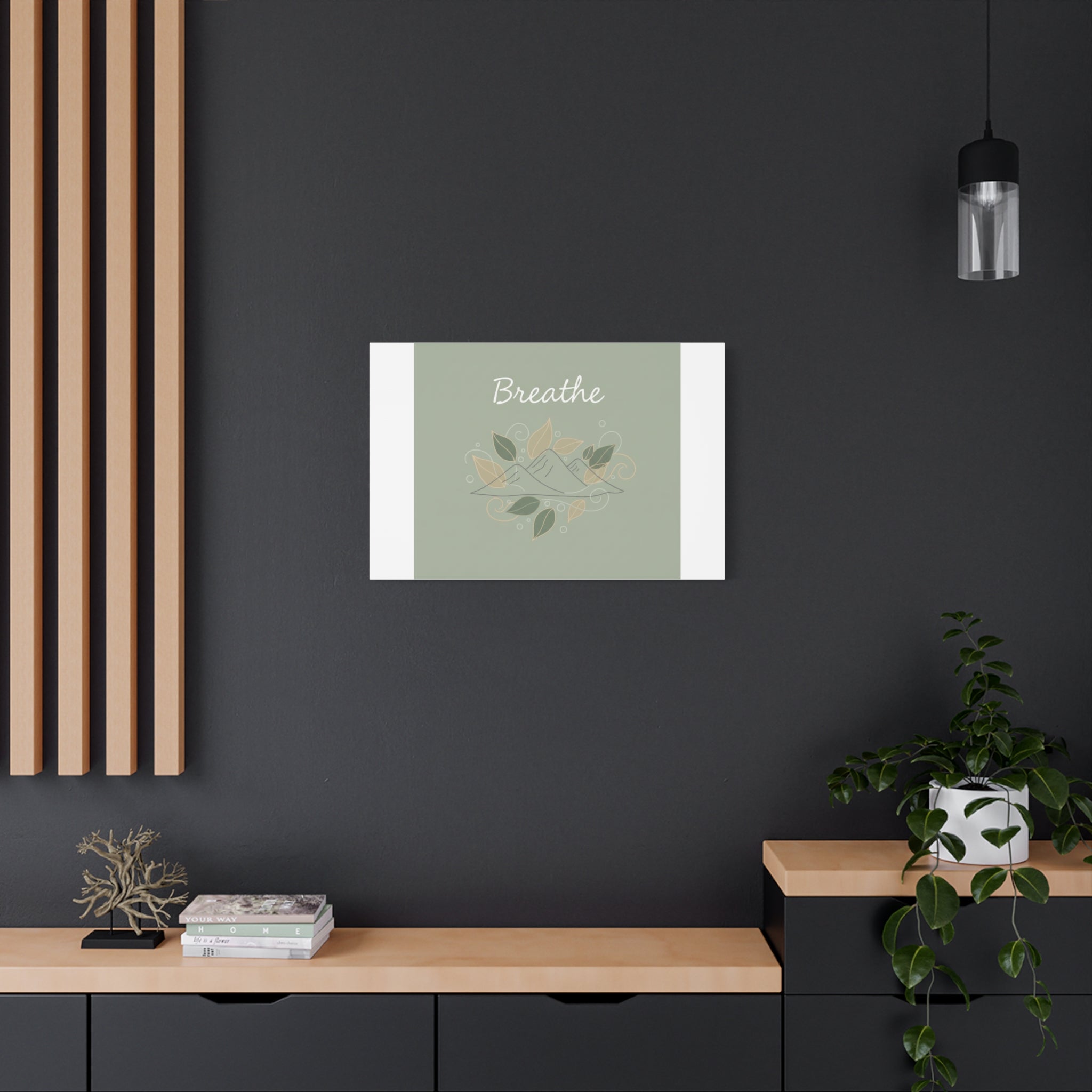 Breathe Mountain Line Canvas | Nature Symbols, Minimal Forest Wall Art
