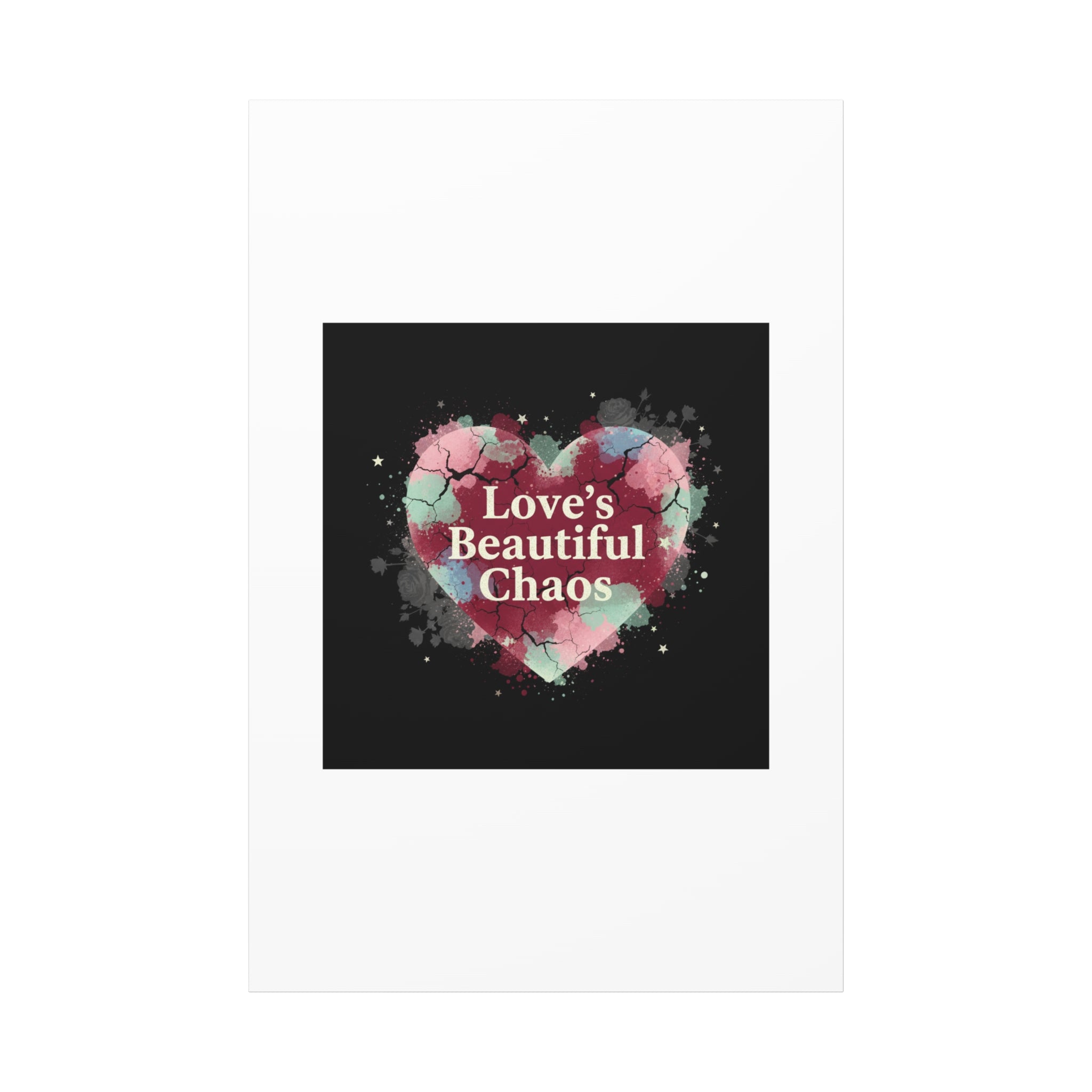 Love's Beautiful Chaos Canvas Print | Soft Grunge Hearts, Distressed Heart Art