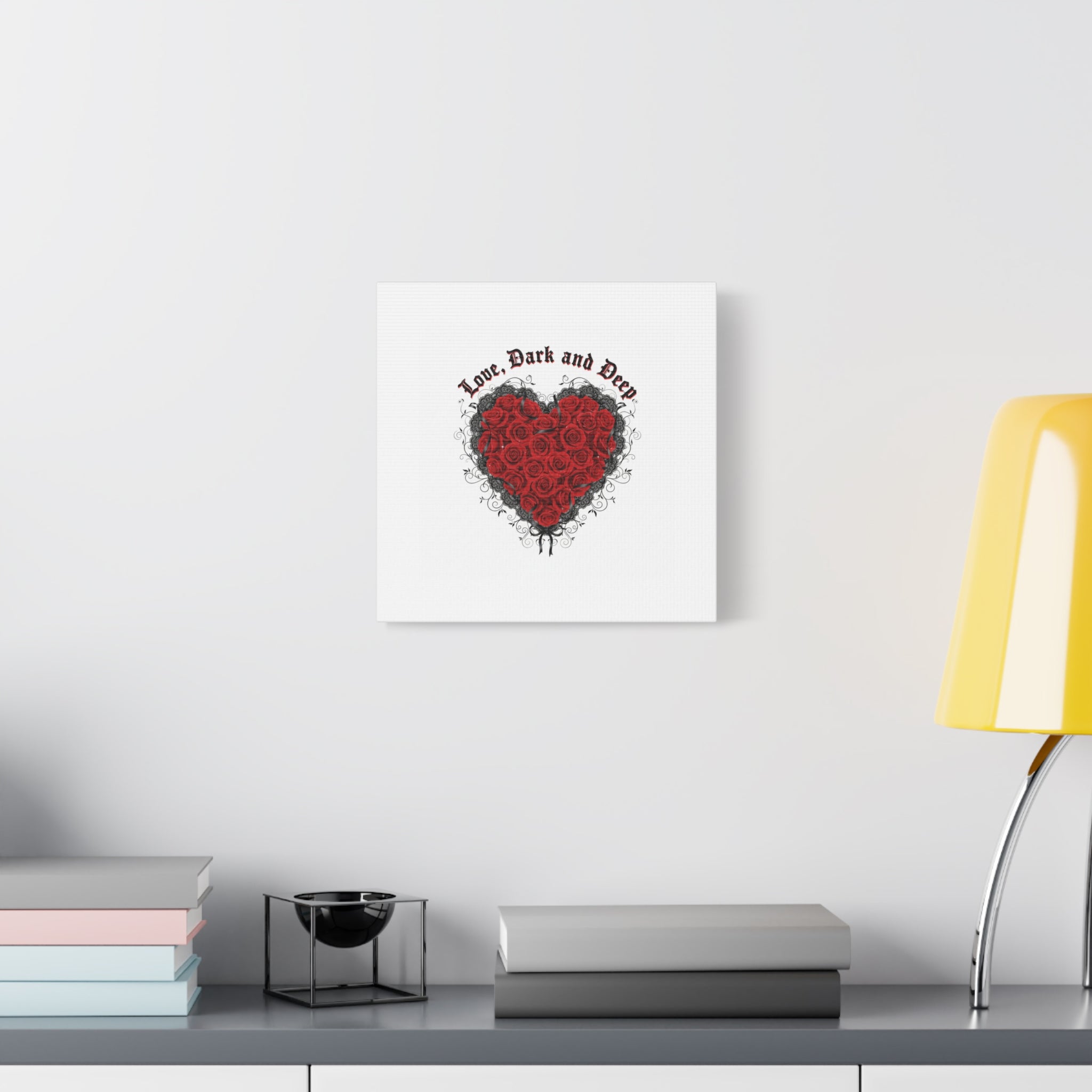 Love Dark and Deep Heart Canvas, Nu Romantic Gothic Romance, 80s Nostalgia