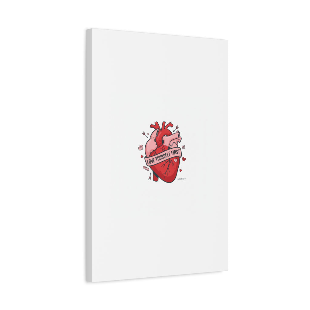 Love Yourself First Canvas, Hearts-with-a-Twist, Anti-Valentine Art