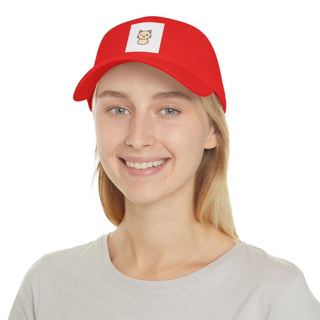 Cute Cat Patch Baseball Cap — Minimalist Kitten Embroidered Hat