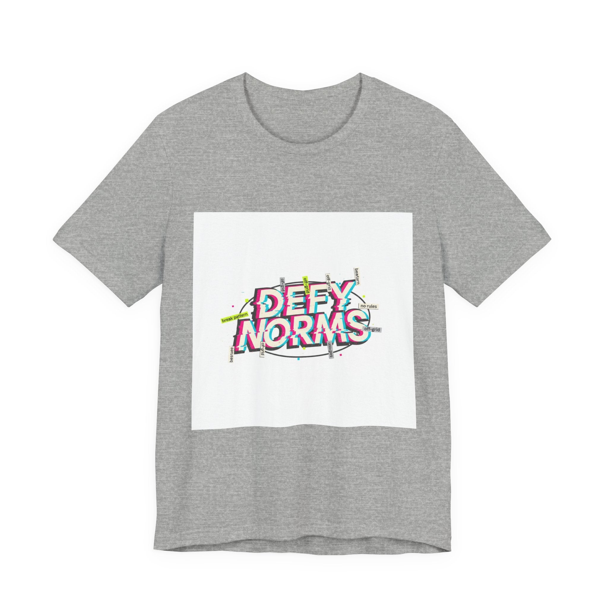 Defy Norms glitch font tee | anti-aesthetic, chaotic design shirt