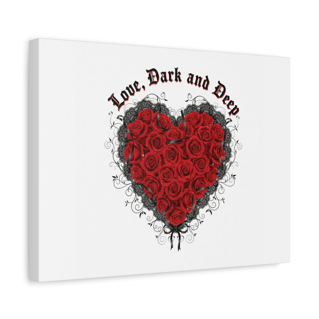 Love Dark and Deep Heart Canvas, Nu Romantic Gothic Romance, 80s Nostalgia