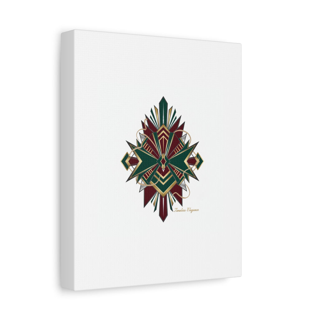Art Deco geometric brass print Canvas | Neo-Deco chrome & gold fan motif