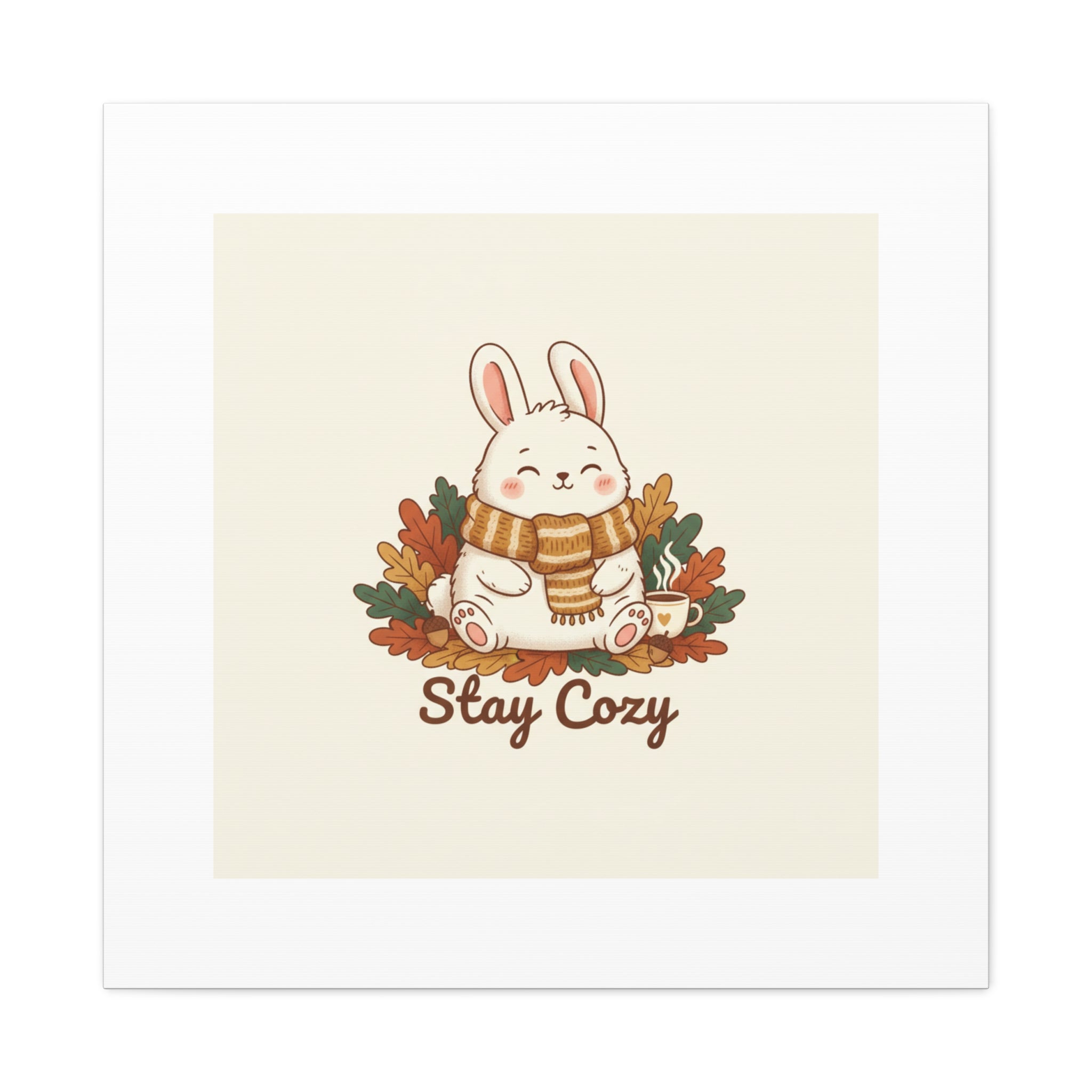 Cozy Bunny Illustration Canvas | Cute Critter Winter Forest Art