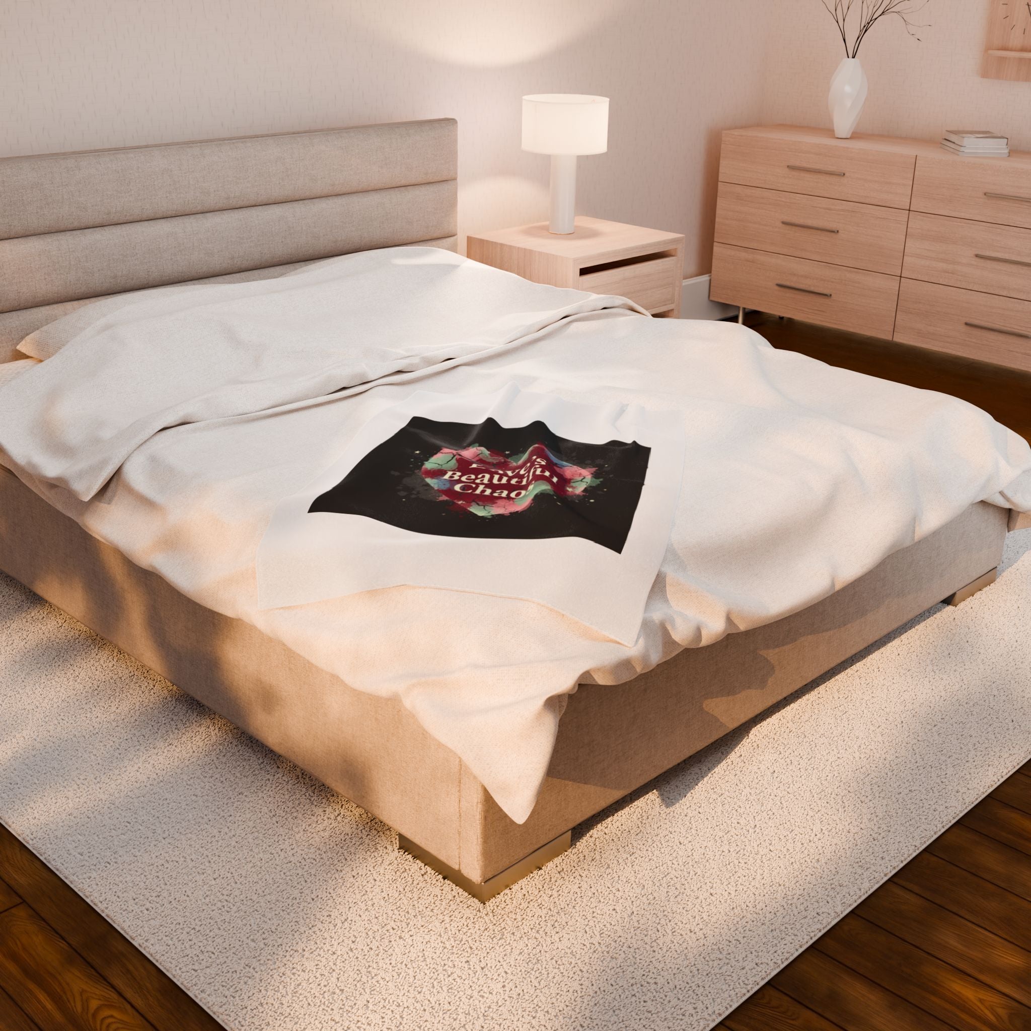 Love's Beautiful Chaos Velveteen Blanket | Soft Grunge Hearts, Distressed Heart Collage