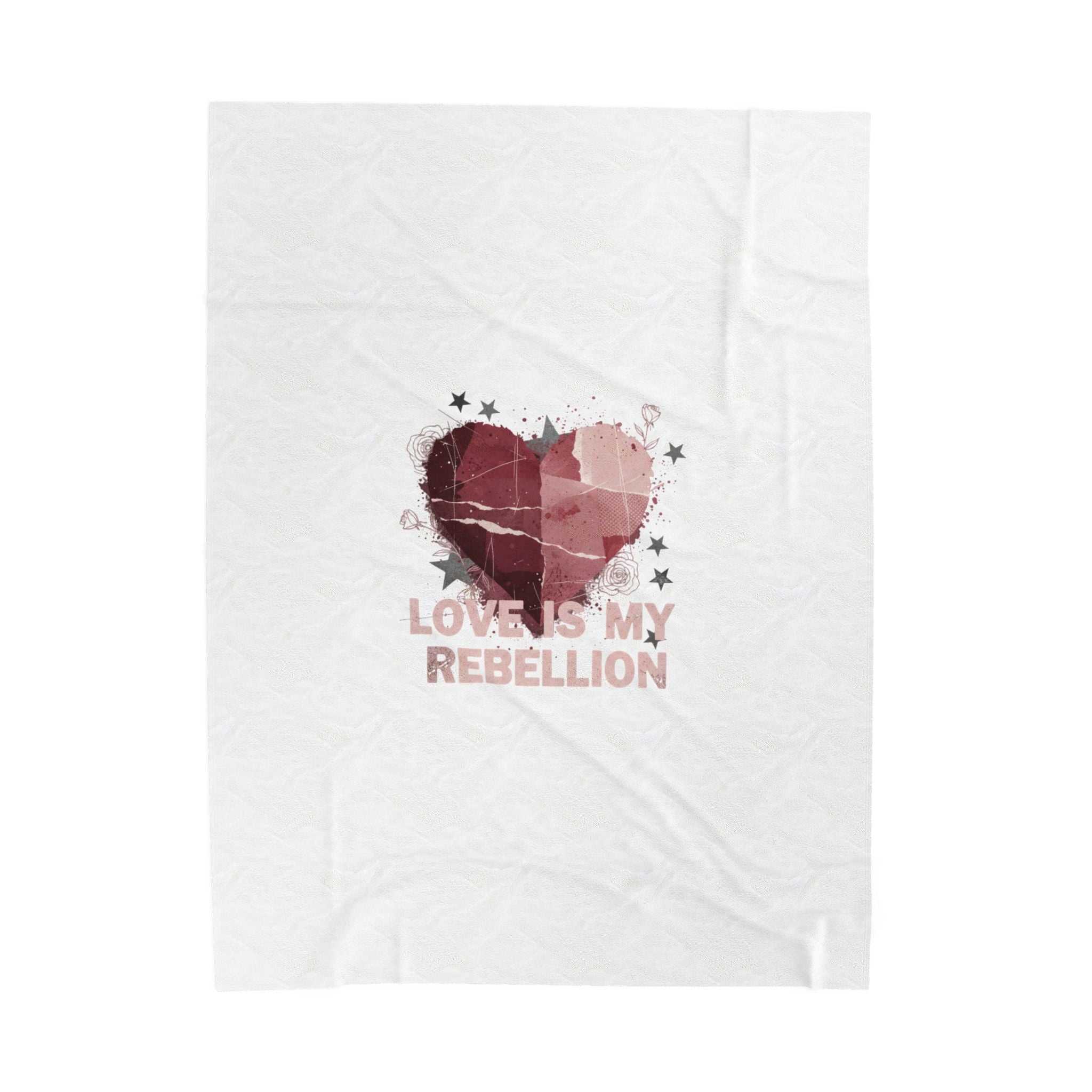 Love Is My Rebellion Velveteen Blanket | Soft Grunge Hearts, Distressed Heart Design