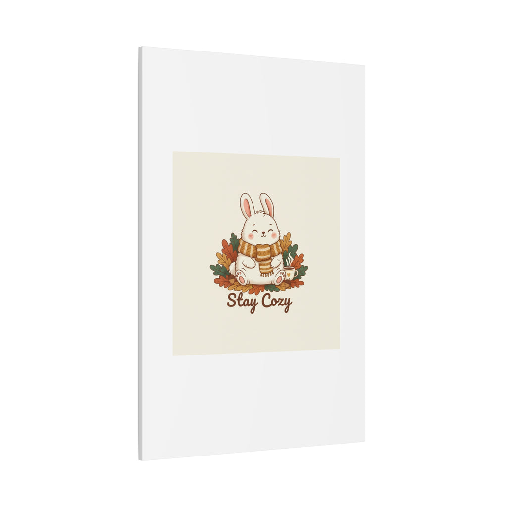 Cozy Bunny Illustration Canvas | Cute Critter Winter Forest Art
