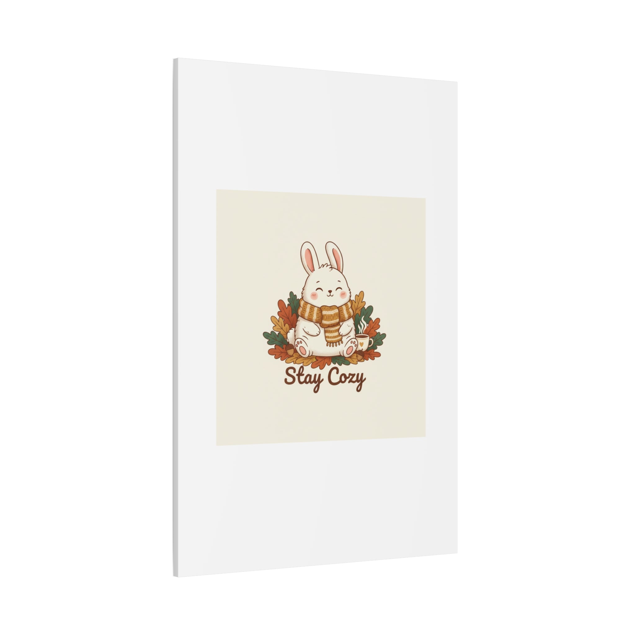 Cozy Bunny Illustration Canvas | Cute Critter Winter Forest Art