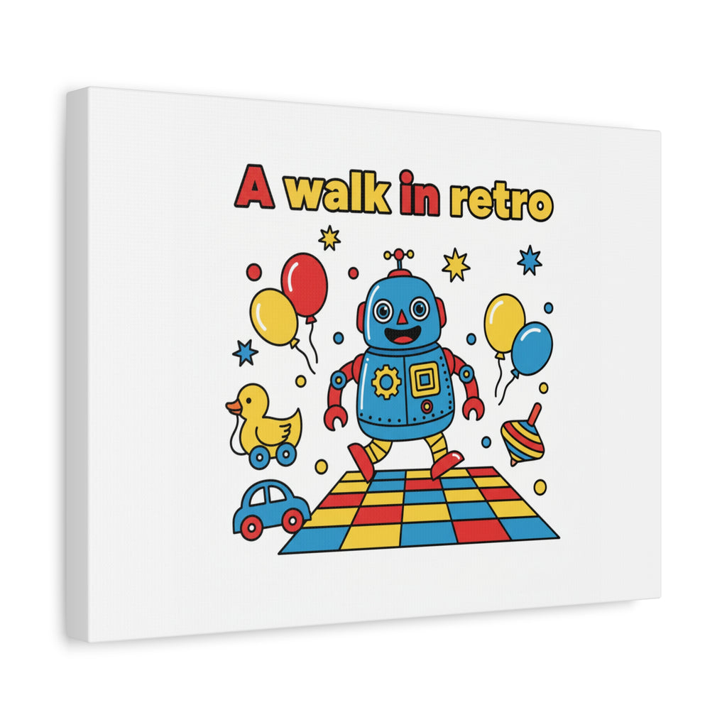 Retro Toy Robot Canvas | Throwback Kid, Primary Color Nostalgia