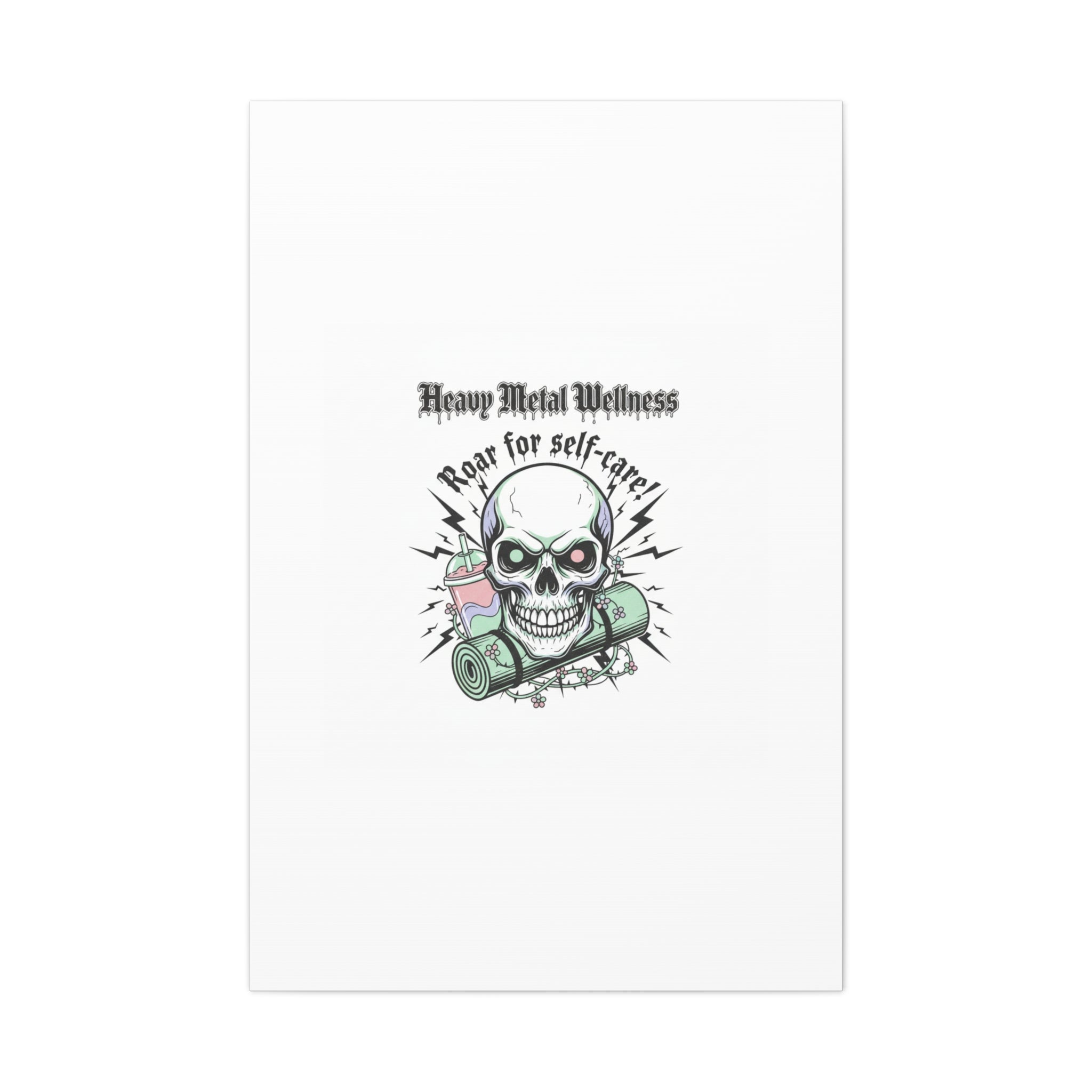 Roar for Self-Care Skull Canvas | heavy metal wellness, gothic wellness quote
