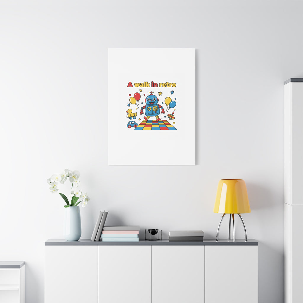 Retro Toy Robot Canvas | Throwback Kid, Primary Color Nostalgia