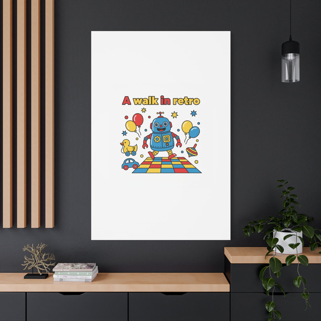 Retro Toy Robot Canvas | Throwback Kid, Primary Color Nostalgia