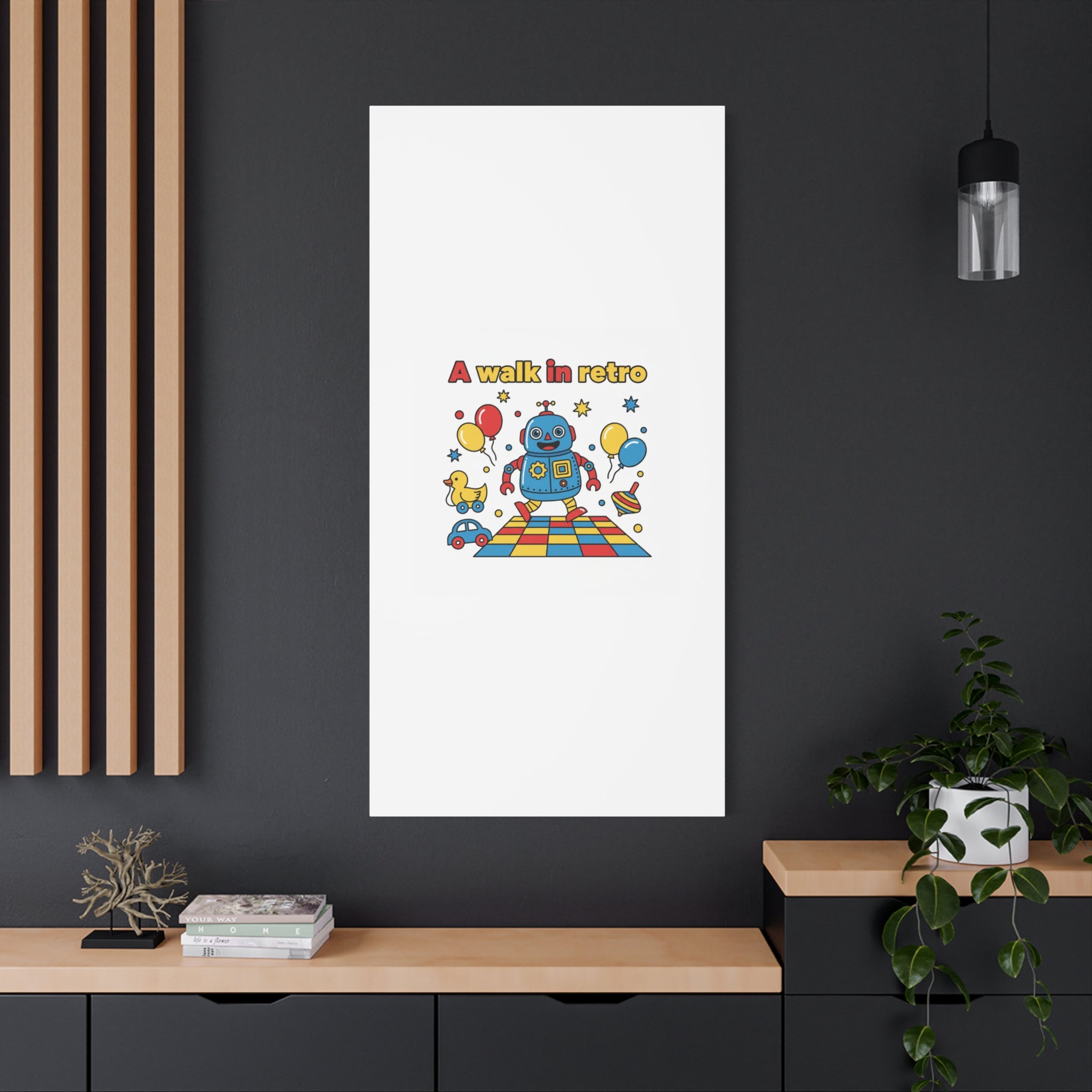 Retro Toy Robot Canvas | Throwback Kid, Primary Color Nostalgia