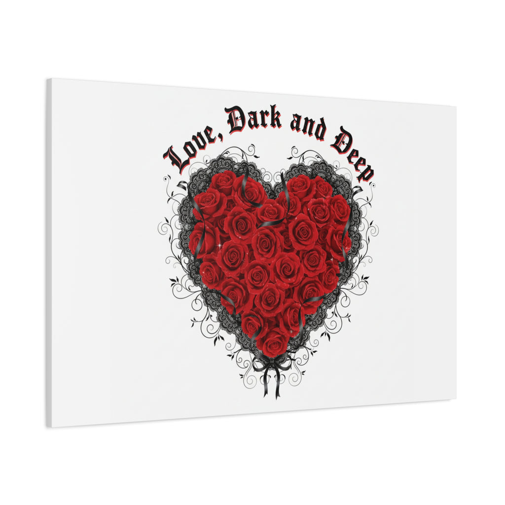 Love Dark and Deep Heart Canvas, Nu Romantic Gothic Romance, 80s Nostalgia