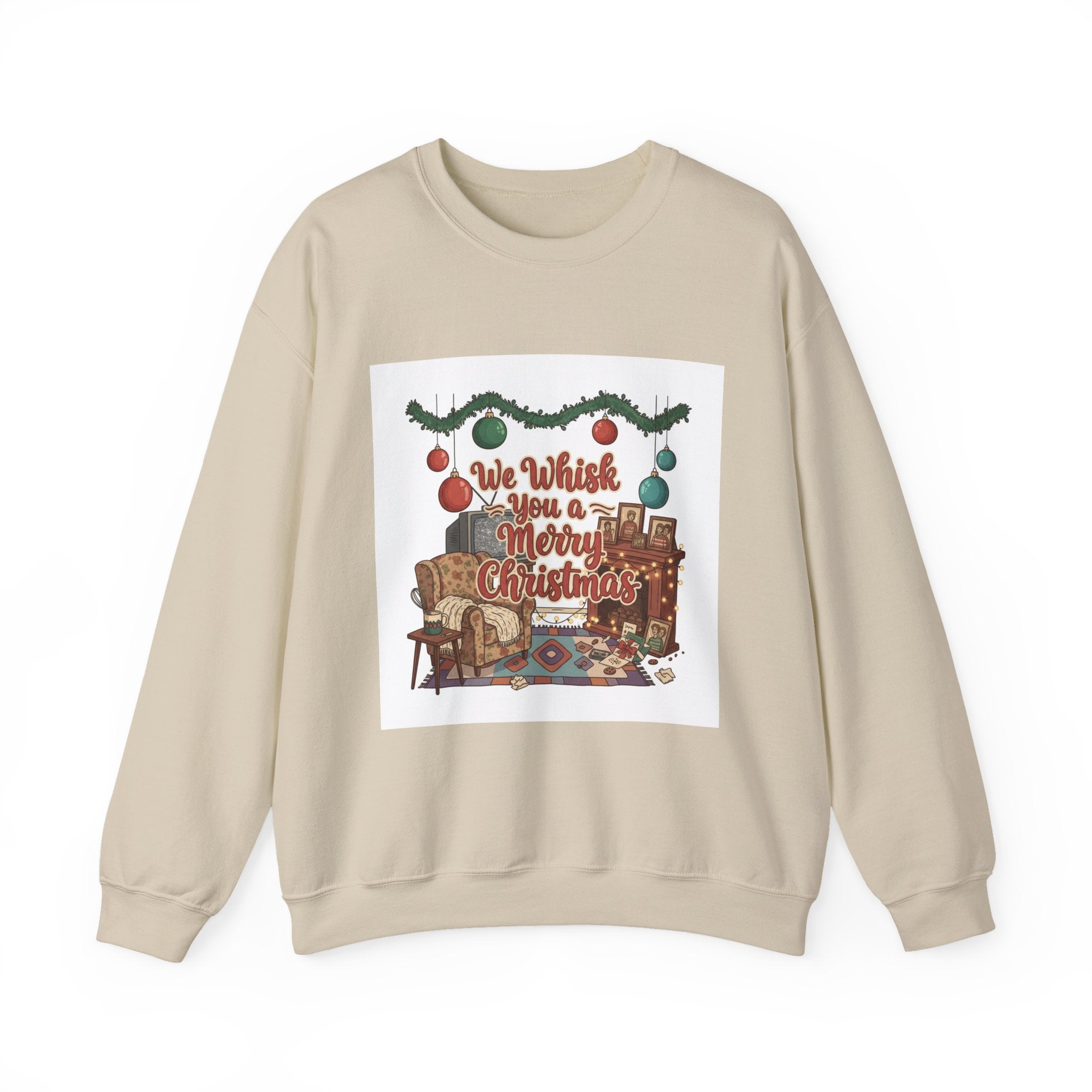 Vintage Holiday Print Crewneck Sweatshirt | Retro Christmas Decor, heirloom ornaments art