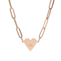 Engravable Paperclip Heart Necklace – Rose Gold Personalized Pendant