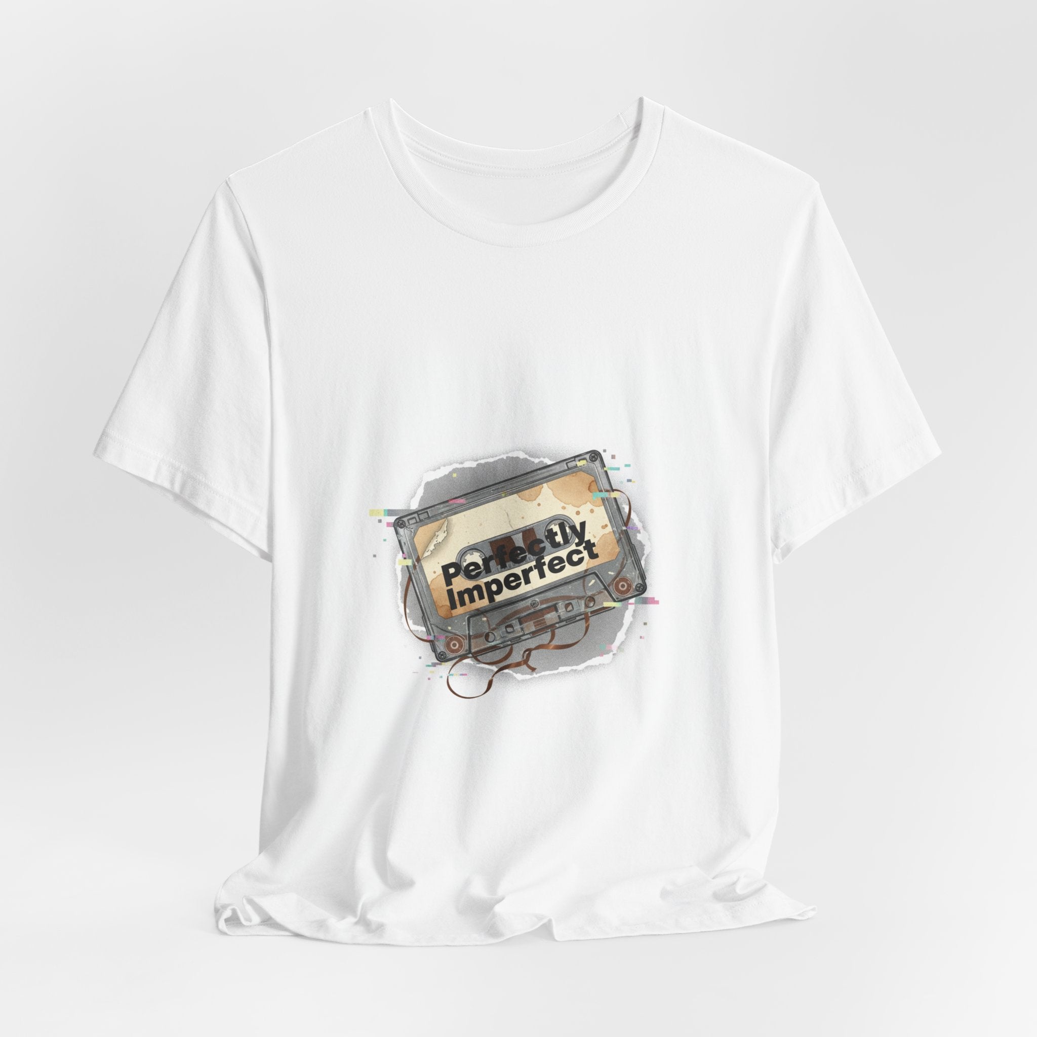 Glitch Cassette 'Perfectly Imperfect' Tee | glitch art shirt, retro tech nostalgic