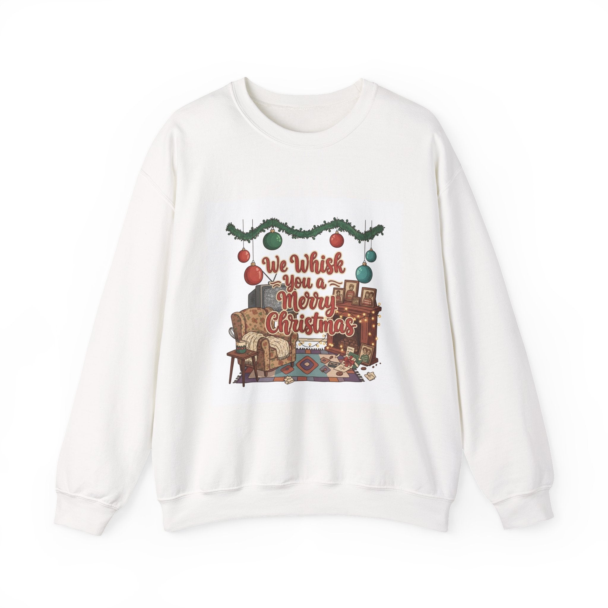 Vintage Holiday Print Crewneck Sweatshirt | Retro Christmas Decor, heirloom ornaments art