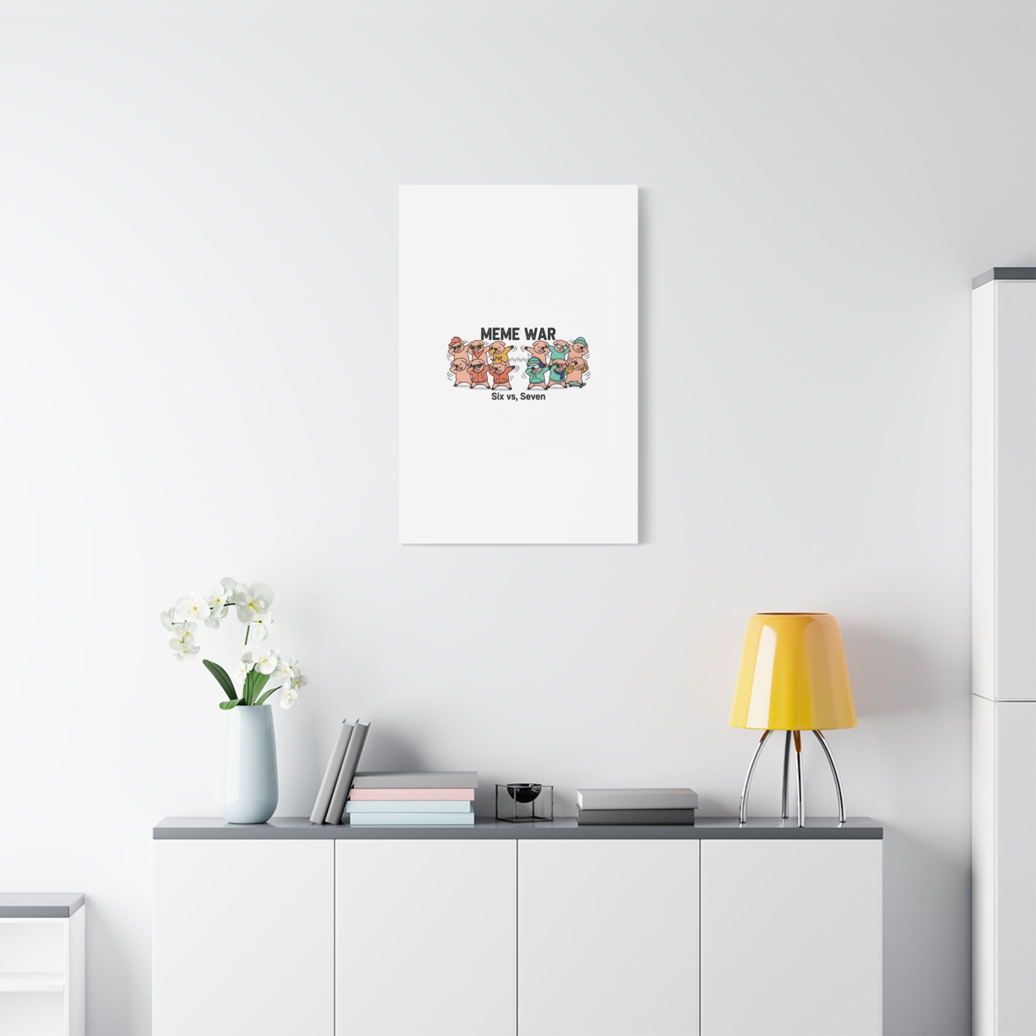 Meme War: Six vs. Seven Canvas Wall Art