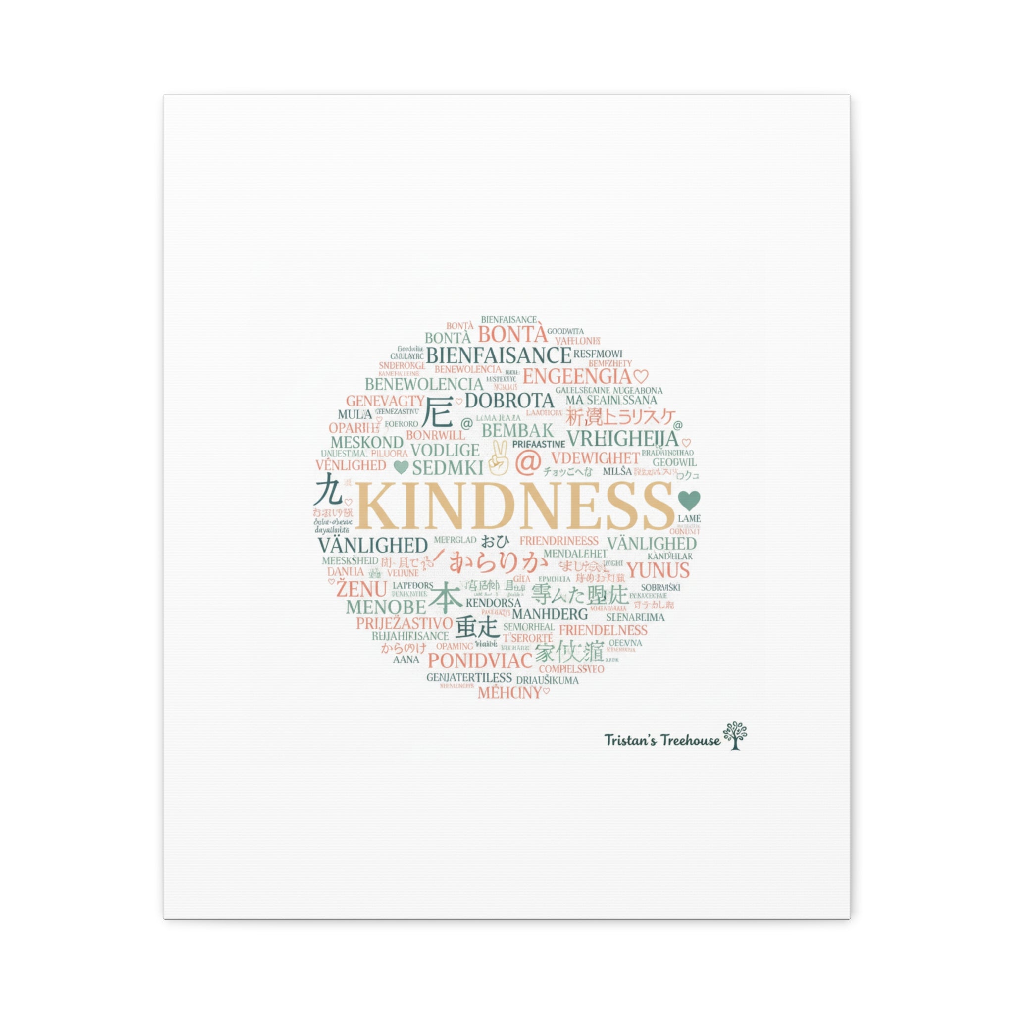 Kindness Word Cloud Canvas | Fresh Start Minimalist Wall Art