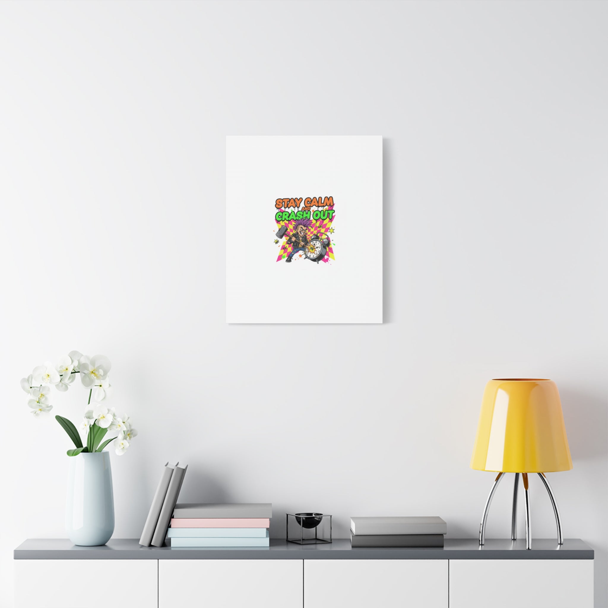 Stay Calm and Crash Out Canvas | neon skate graffiti, meltdown art