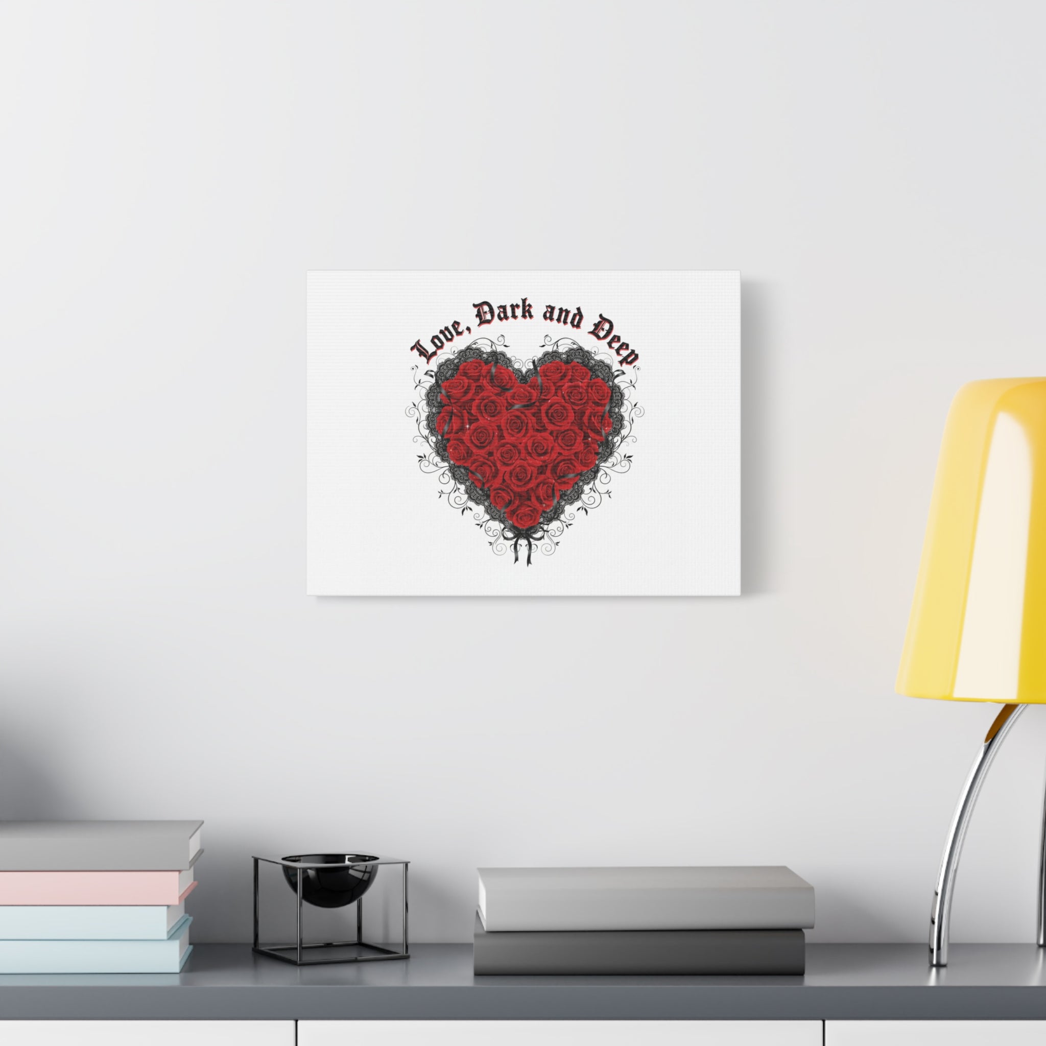 Love Dark and Deep Heart Canvas, Nu Romantic Gothic Romance, 80s Nostalgia