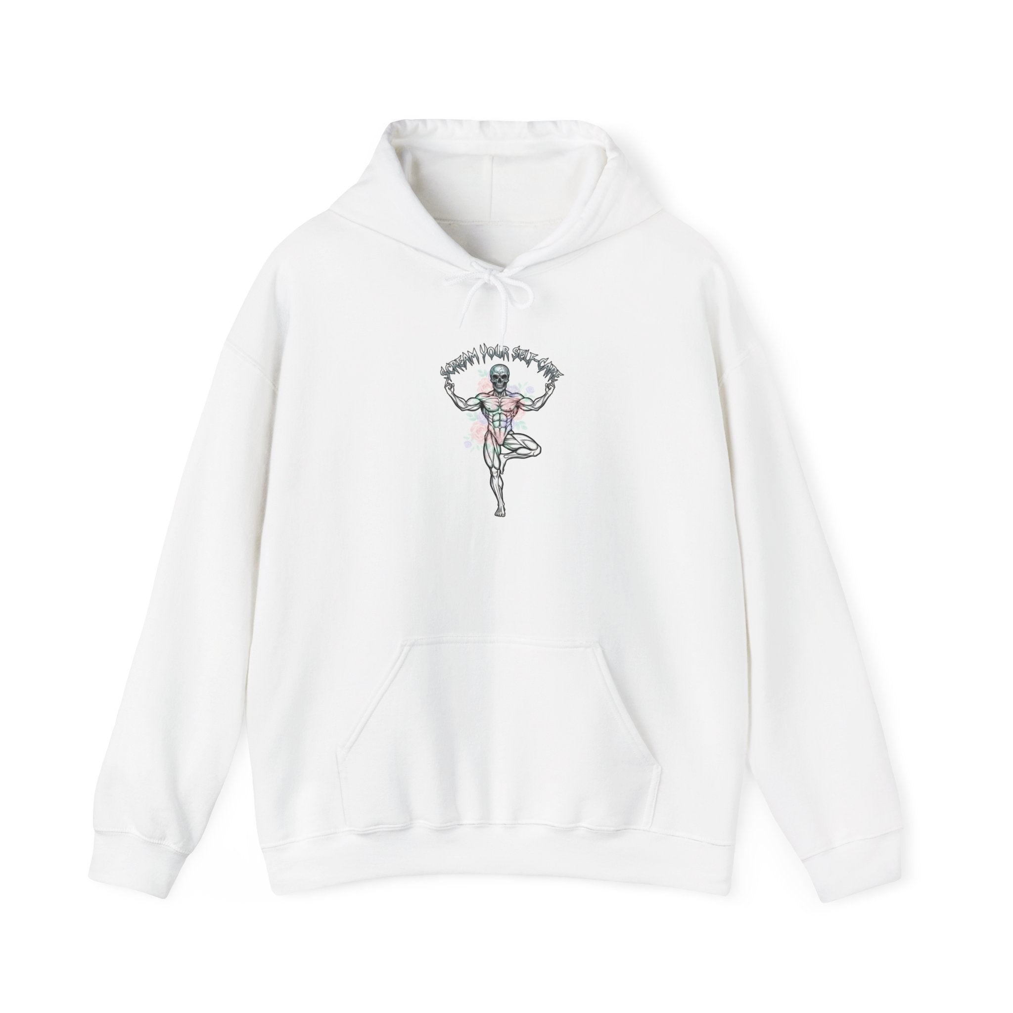 Loud Self-Care Metal Font Hoodie | gothic wellness quote, edgy self-care merch