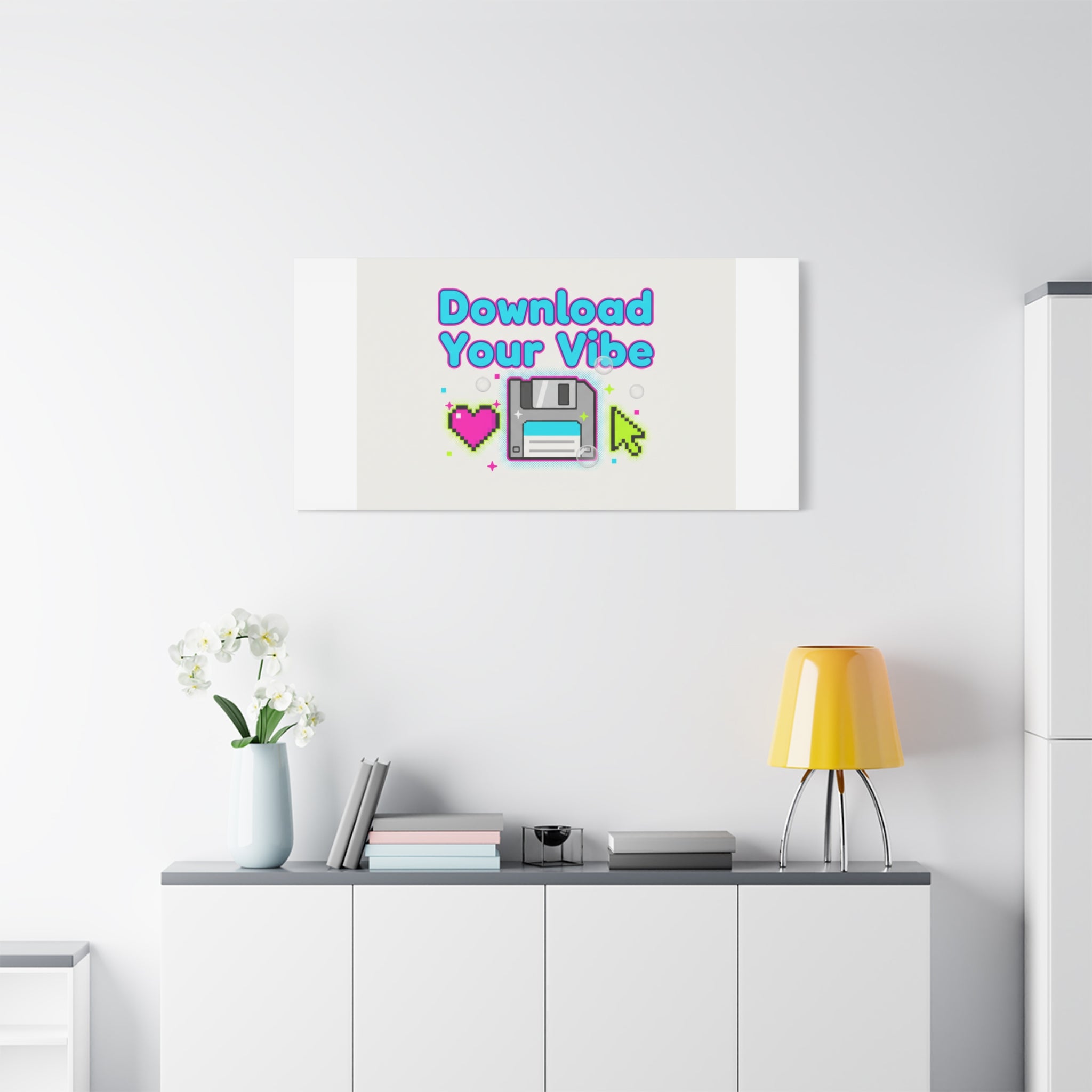 Download Your Vibe Canvas | Y2K Retro Tech, Pixel Floppy Disk Poster