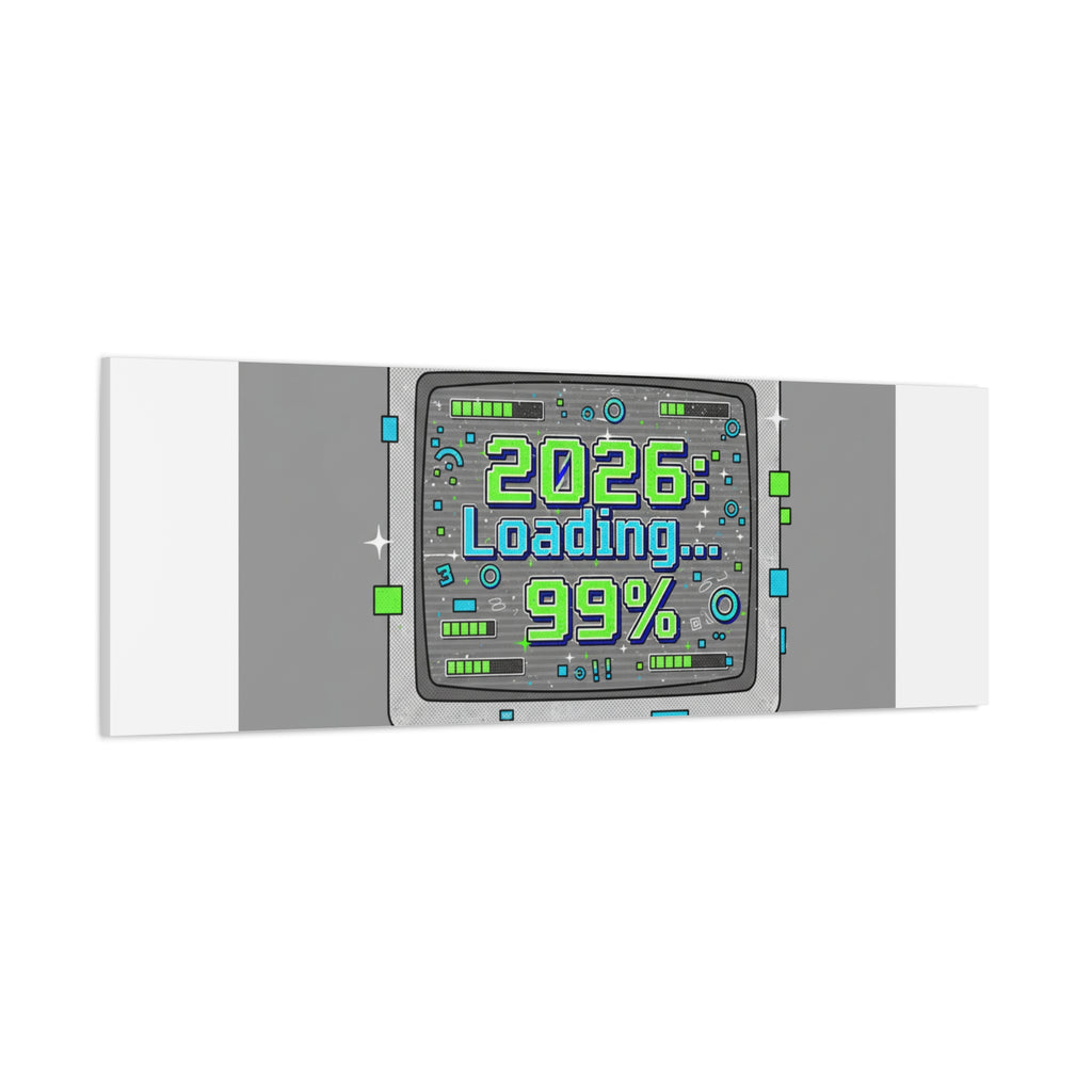 2026 Loading 99% Canvas | NYE countdown, retro system interface
