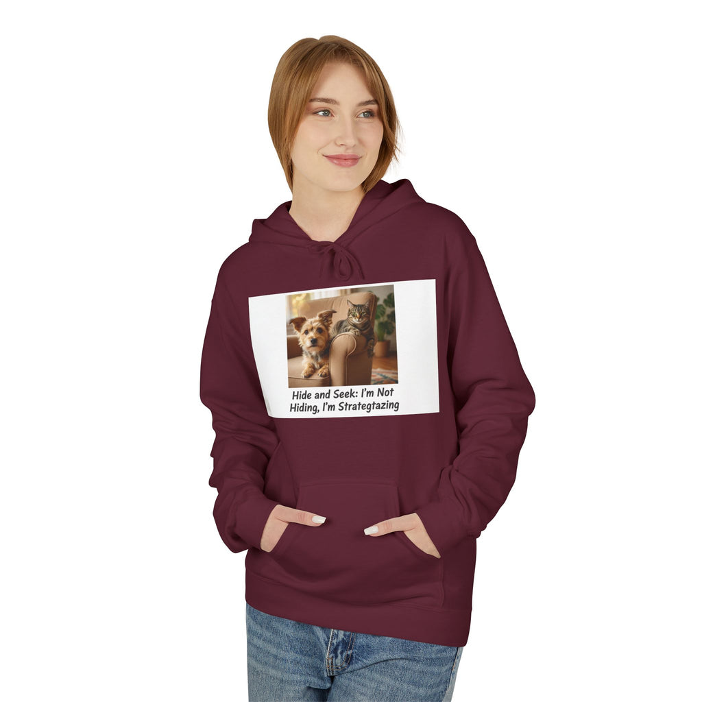 Cute Dog Meme Hoodie — "Hide and Seek; I’m Not Hiding, I’m Strategizing"