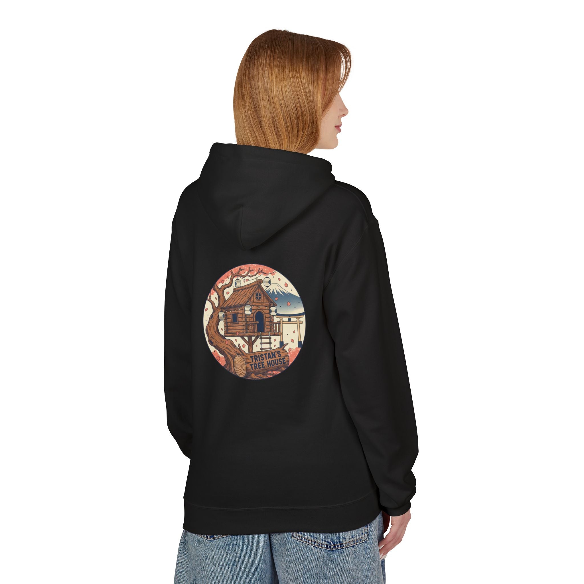 Hoodie — “Love is a Universal Language” Cozy Retro Cabin Graphic Hoodie
