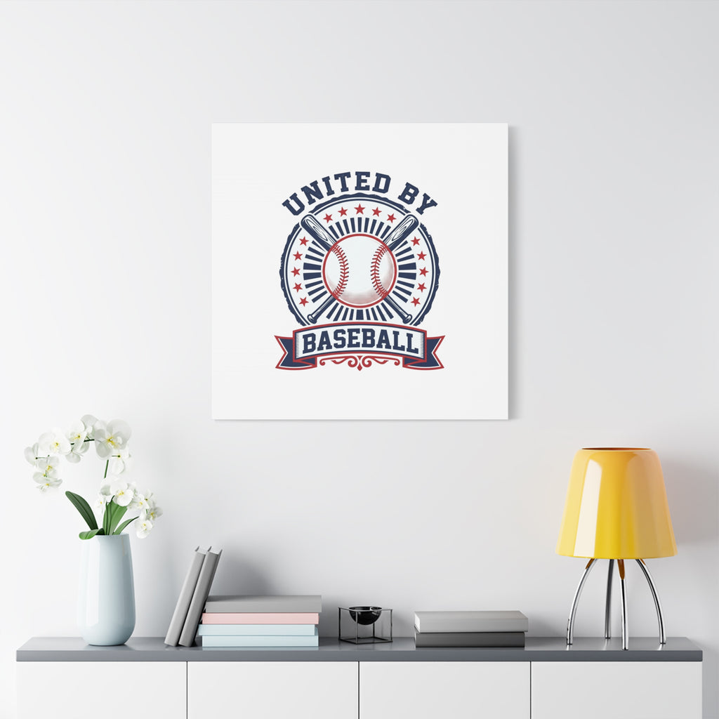 United by Baseball Canvas | Patriotic Baseball Graphic, Red White Blue Wall Art