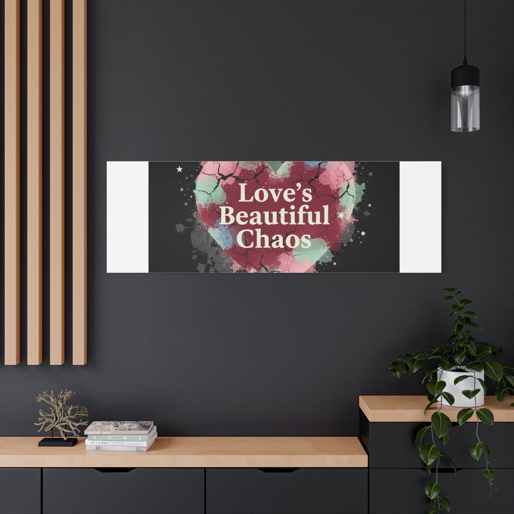 Love's Beautiful Chaos Canvas Print | Soft Grunge Hearts, Distressed Heart Art