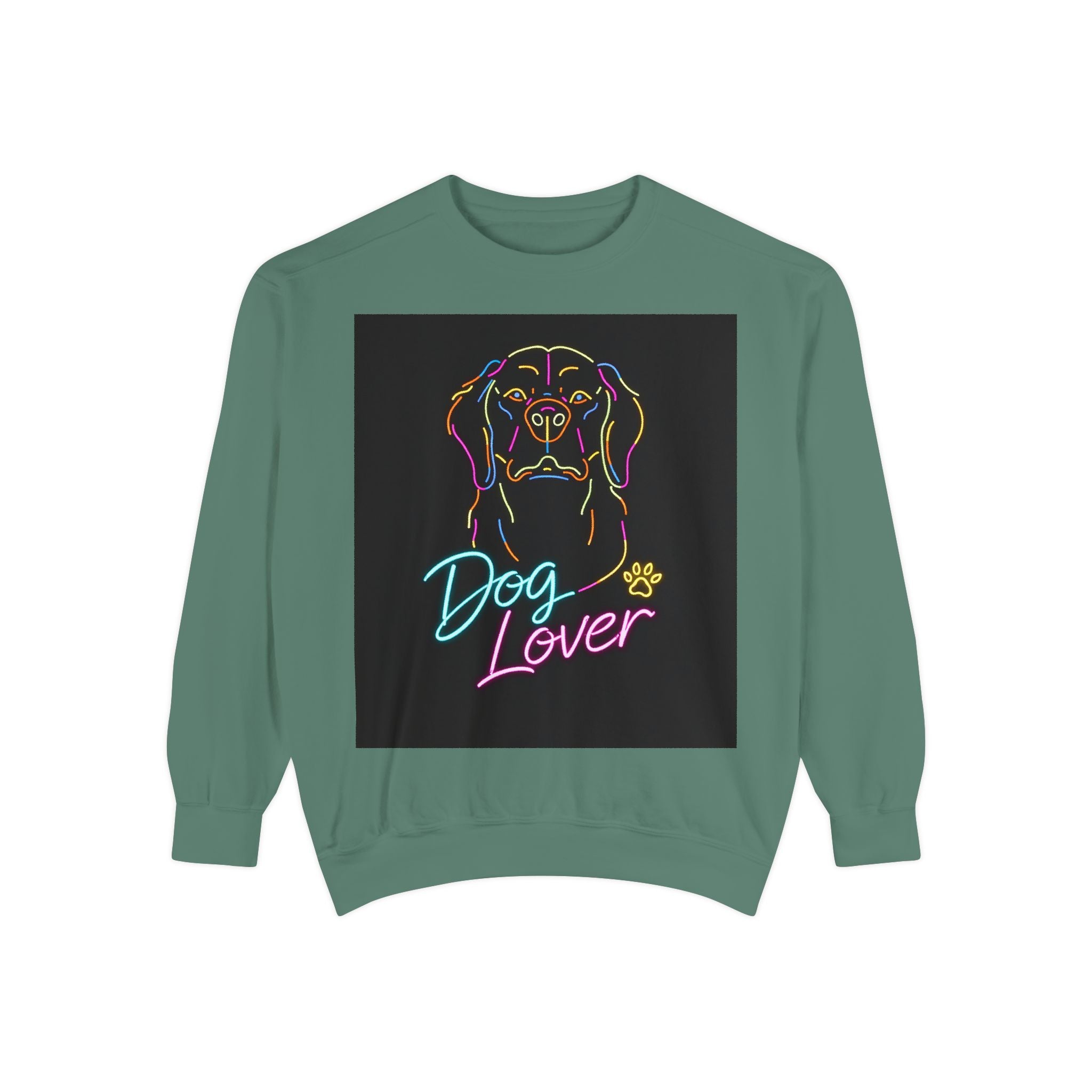 Dog Lover Sweatshirt — Neon Puppy Graphic Crewneck