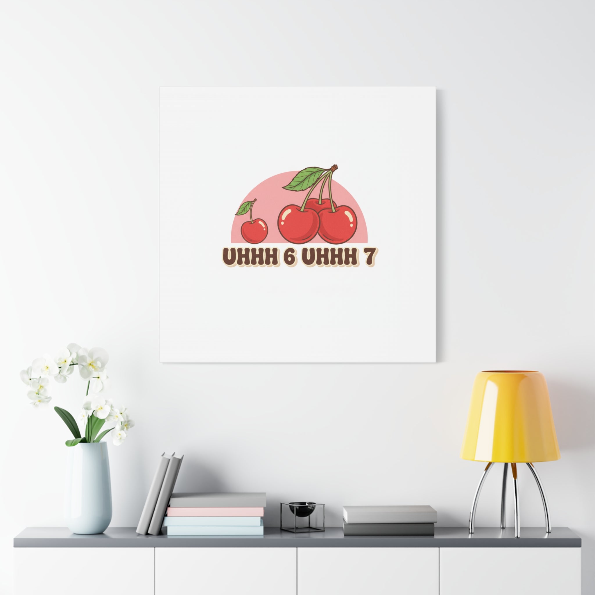 Six Severn Cherry Retro Graphic Canvas | kawaii fruit print, vintage cherry design