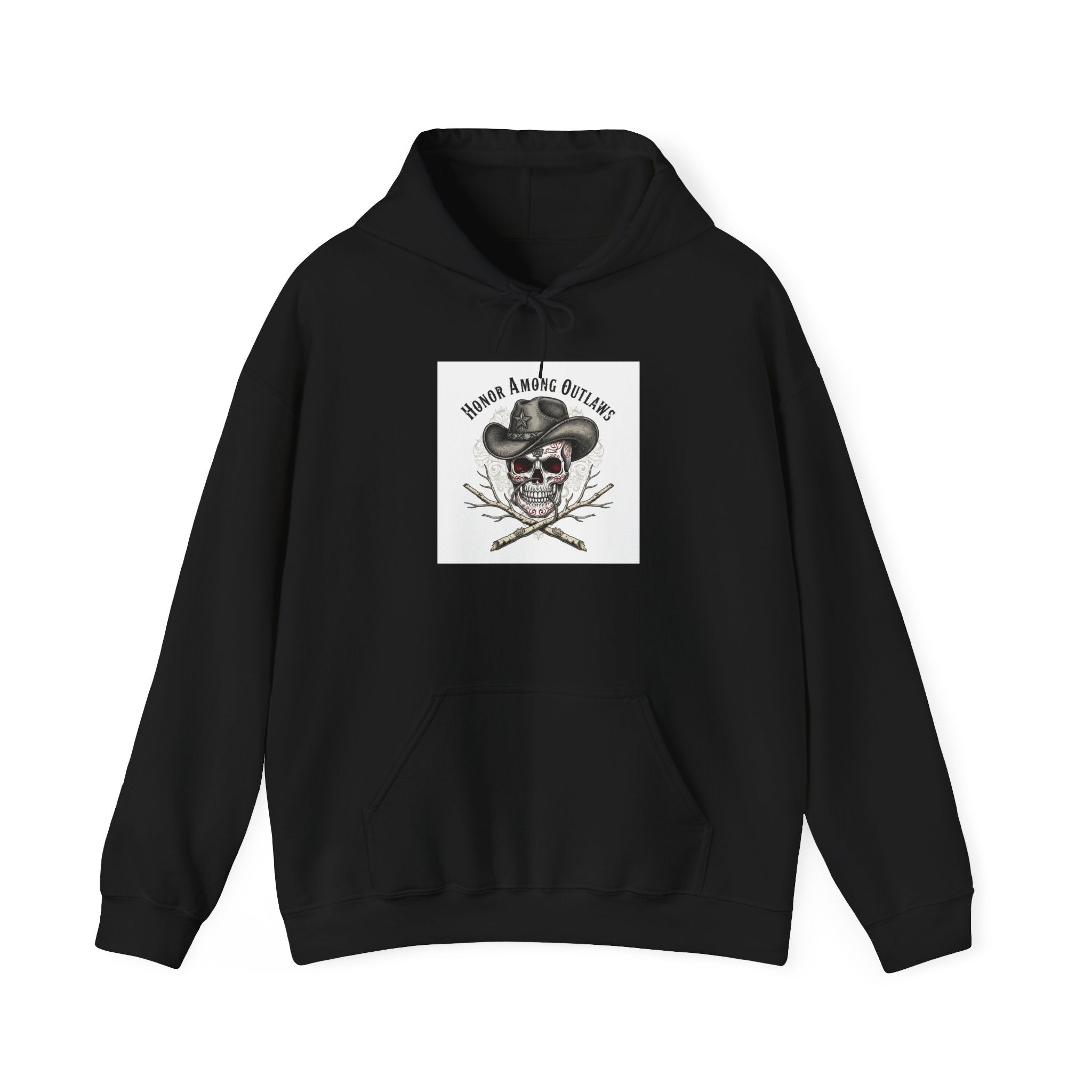 Western Skull Art Hoodie | gothic Americana, desert noir design