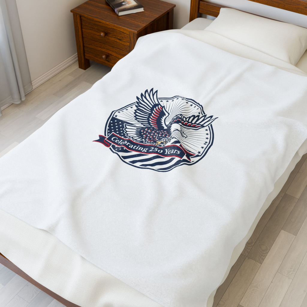 Semiquincentennial Eagle Emblem Velveteen Plush Blanket | 1776–2026 Patriotic Memorial