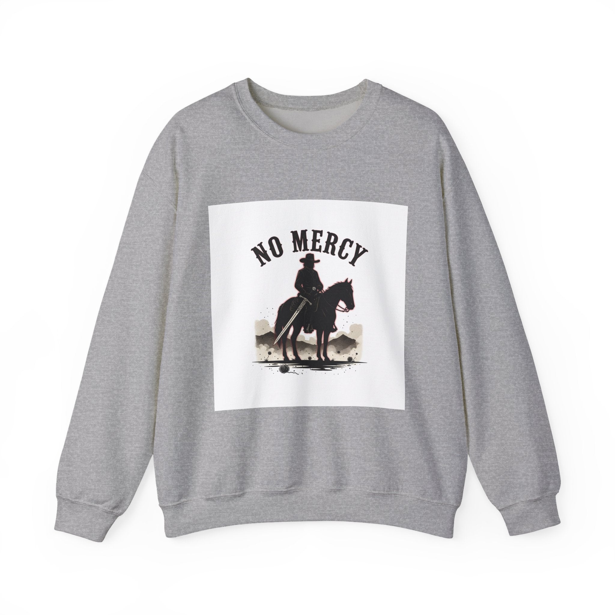 No Mercy cowboy silhouette Sweatshirt | western skull art, gothic Americana
