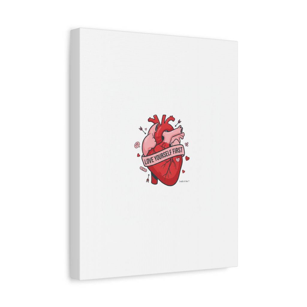 Love Yourself First Canvas, Hearts-with-a-Twist, Anti-Valentine Art