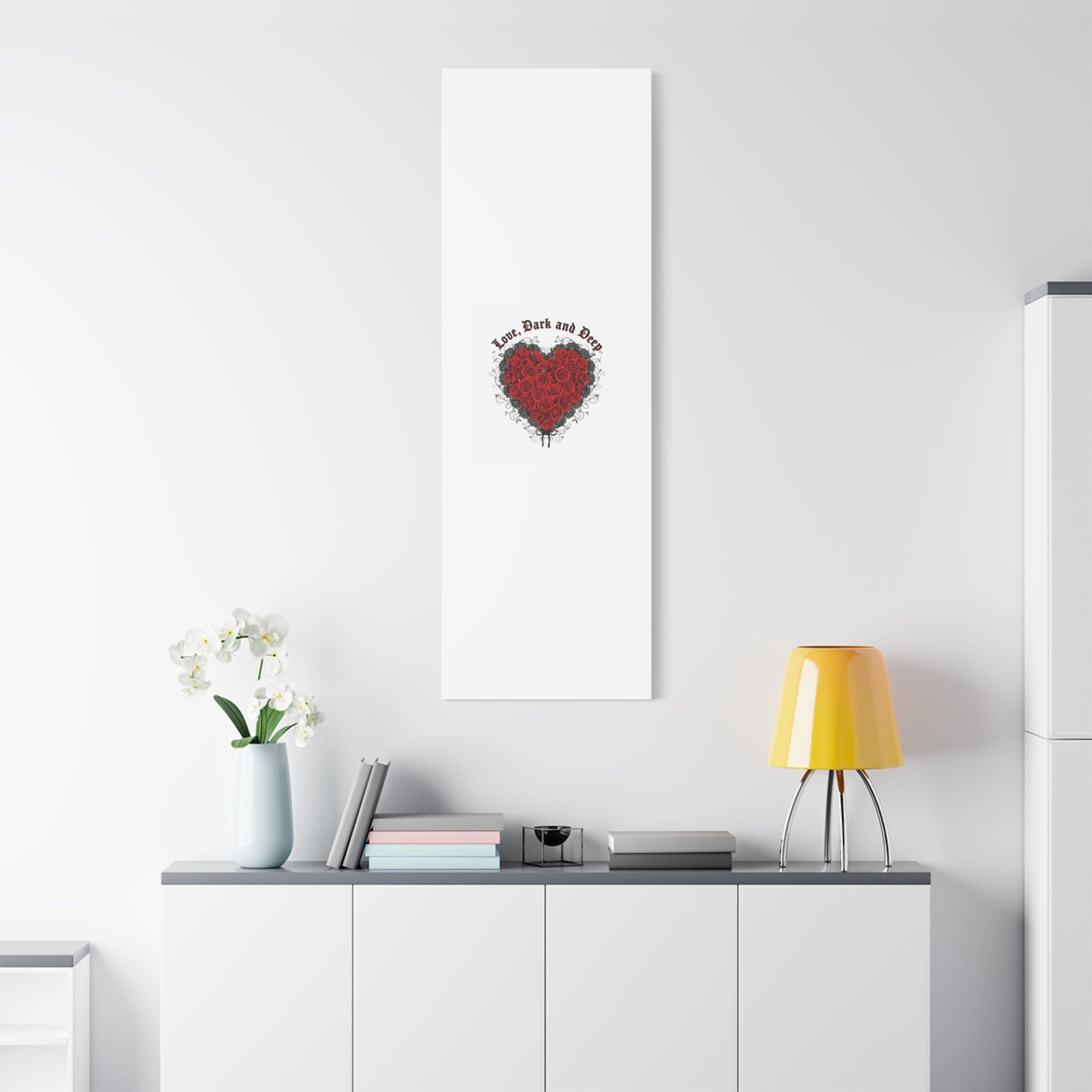 Love Dark and Deep Heart Canvas, Nu Romantic Gothic Romance, 80s Nostalgia
